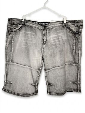 Black Bull Apparel Elliott Grey Acid Wash Denim Shorts Moto Style Seams